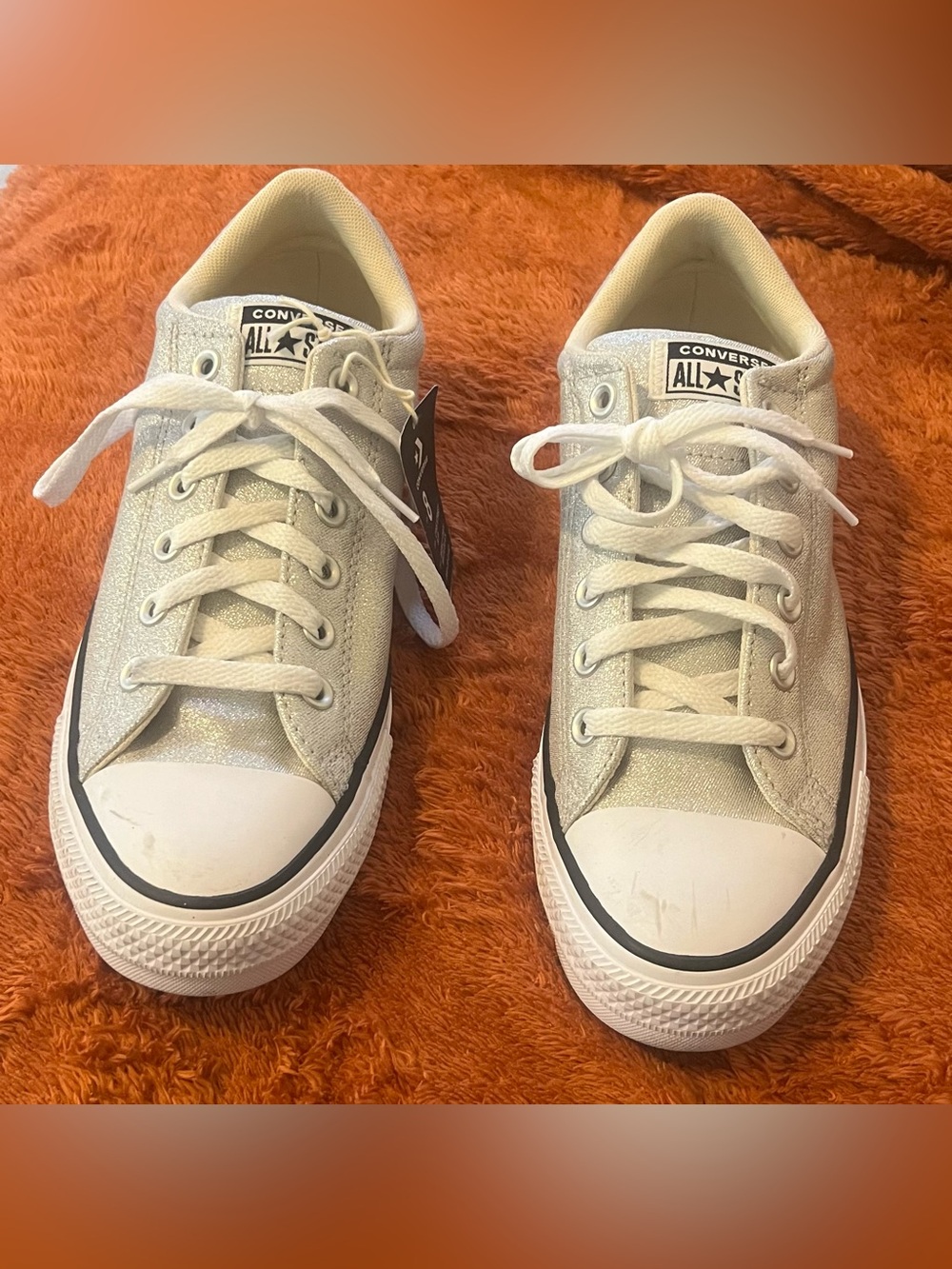 Converse Silver Glitter Low Top Sneakers